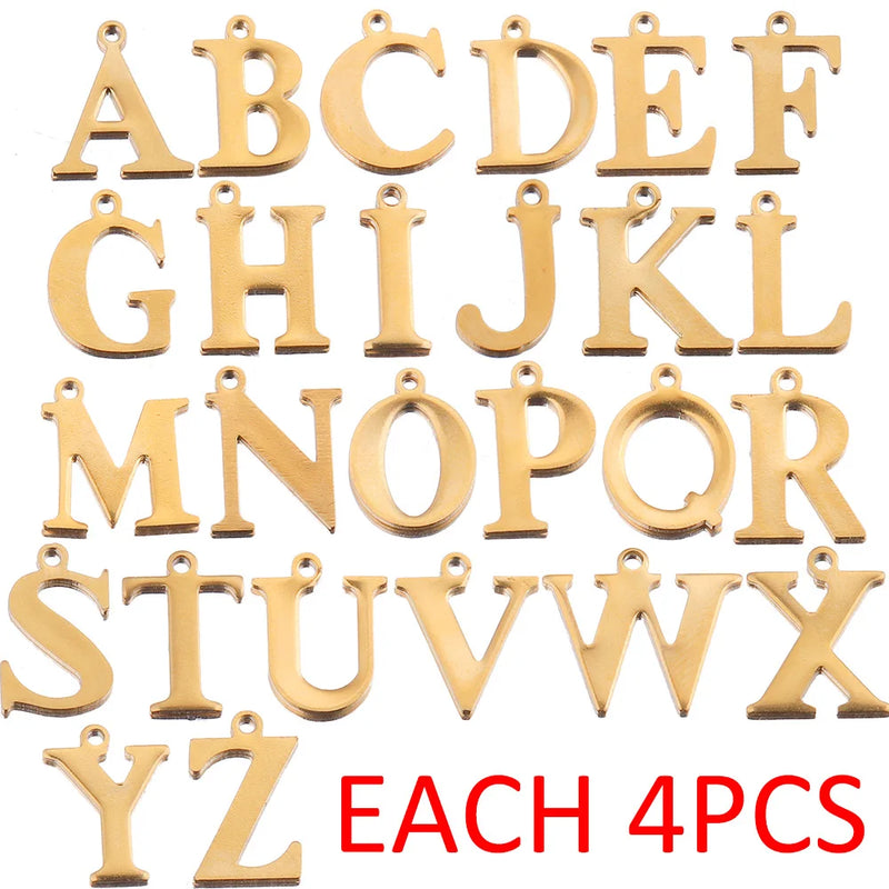 104pcs Stainless Steel A-Z Alphabet Charms DIY Jewelry Making Bulk