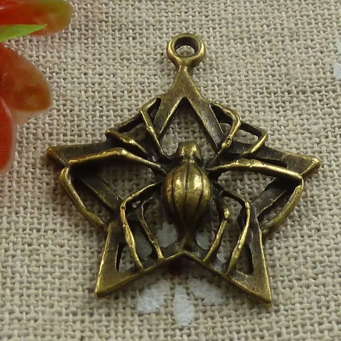 105 Bronze Plated Star Spider Charms 33x29mm #785