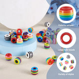 105Pcs Opaque Striped Resin European Beads Barrel Shape Large Hole Bead