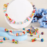 105Pcs Opaque Striped Resin European Beads Barrel Shape Large Hole Bead