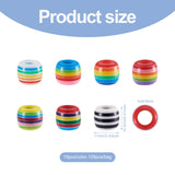 105Pcs Opaque Striped Resin European Beads Barrel Shape Large Hole Bead