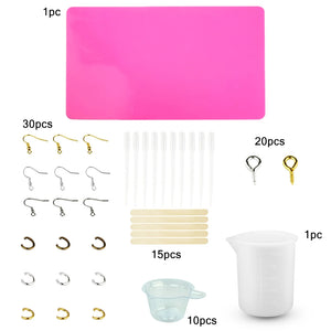107PCS Epoxy Resin Molds Jewelry Making Kit Stirrers Droppers Cups Hooks Tools