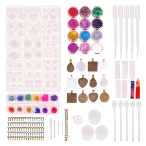 107Pcs Jewelry Silicone Resin Molds Glitter Flowers Decor Crystal Epoxy Molds