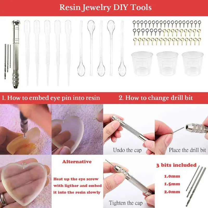 107Pcs Resin Casting Mold Kit Flowers Foil Flake Silicone DIY Keychains