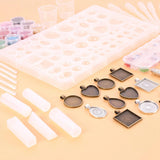 107Pcs Silicone Resin Jewelry Mold Glitter Flowers Crystal Epoxy Molds
