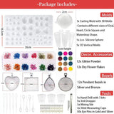 107pcs Resin Jewelry Casting Mold DIY Pendant Tools for Beginners