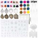 107pcs Silicone Resin Jewelry Casting Mold DIY Pendant Tools Set