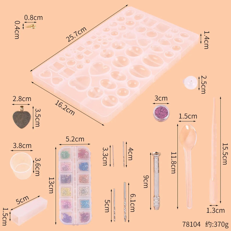 DIY Jewelry Casting Mold Set Glitter Sequin Crystal Epoxy Molds