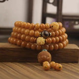 Natural Buddhist Wood Prayer Beaded Bracelet