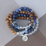 Men's 8MM Blue & Clear Crystal Beads Bracelet