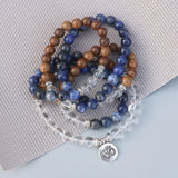 Men's 8MM Blue & Clear Crystal Beads Bracelet
