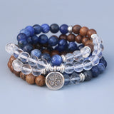 Men's 8MM Blue & Clear Crystal Beads Bracelet
