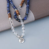 Men's 8MM Blue & Clear Crystal Beads Bracelet