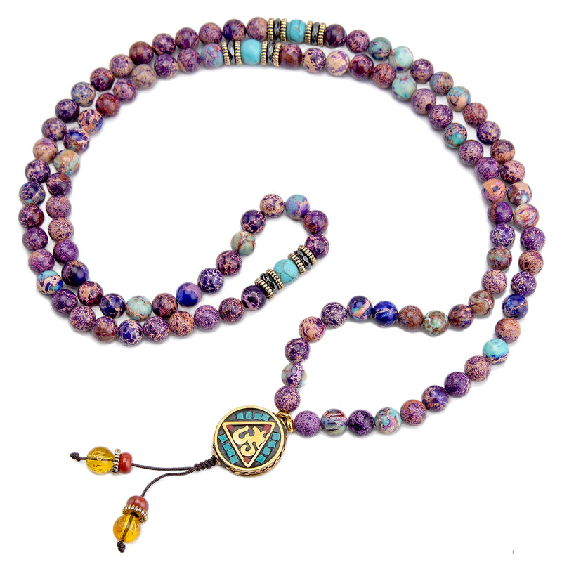 Japamala Beaded Necklace Meditation Yoga Spirit Tibetan Buddha OM Jewelry