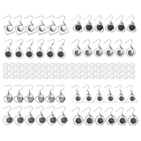 108 Pcs Stainless Steel Earring Blanks Wire Hooks Bezel Trays 12 mm Setting