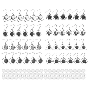 108 Pcs Stainless Steel Earring Blanks Wire Hooks Bezel Trays 12 mm Setting