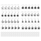 108 Pcs Stainless Steel Earring Blanks Wire Hooks Bezel Trays 12 mm Setting