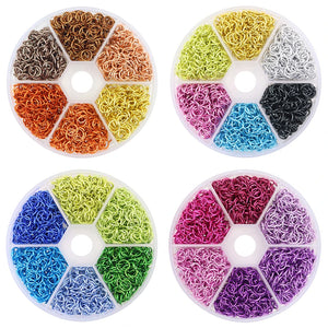 1080Pcs 6mm Colorful Alum Jump Ring DIY Necklace Crafts Accessories