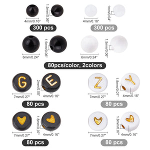 1080Pcs Acrylic Alphabet Letter Beads for DIY Jewellery Making