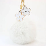 Rabbit Fur Ball Flower Key Chain Holder Bag Pendant Keyrings For Car