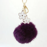 Rabbit Fur Ball Flower Key Chain Holder Bag Pendant Keyrings For Car