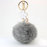 Rabbit Fur Ball Flower Key Chain Holder Bag Pendant Keyrings For Car
