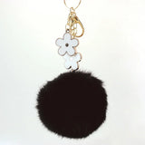 Rabbit Fur Ball Flower Key Chain Holder Bag Pendant Keyrings For Car