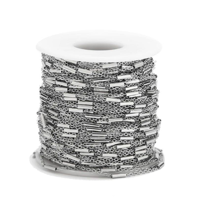 10M 2mm Silver Tube Chains Stainless Steel Link Chain DIY For Jewelry Making