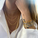 925 Sterling Silver Paper Clip Chain Choker Necklace 35+10cm
