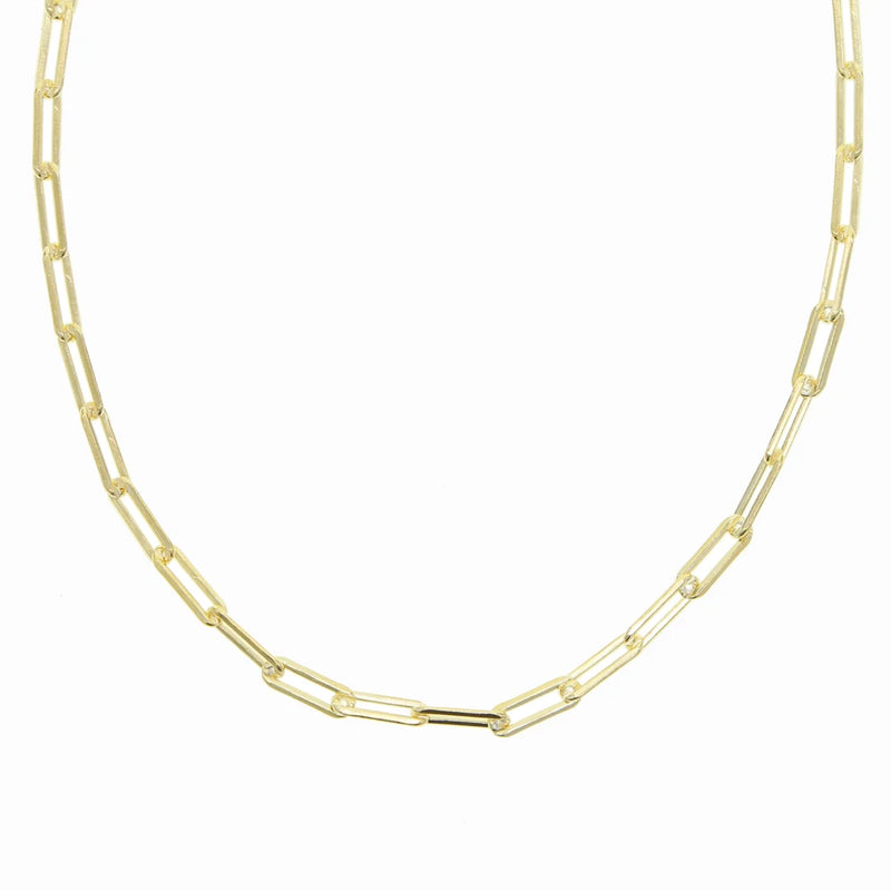 925 Sterling Silver Paper Clip Chain Choker Necklace 35+10cm