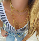 925 Sterling Silver Paper Clip Chain Choker Necklace 35+10cm