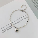 925 Sterling Silver Heart Chain Bracelet TLS317
