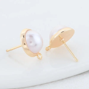 10MM 12MM 14MM 14K Brass Stud Earrings DIY Jewelry Findings