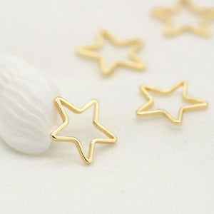 10MM 14K Brass Star Shape Closed Rings Connect Rings