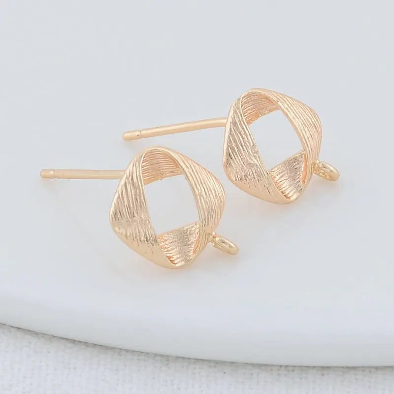 10MM 14K Plated Brass Stud Earrings DIY Jewelry Making Findings