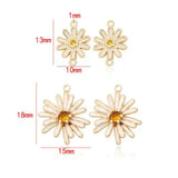 Flower Charms Pendant 14k Plated Brass with Zircon for Jewelry Making