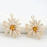 Flower Charms Pendant 14k Plated Brass with Zircon for Jewelry Making
