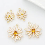 Flower Charms Pendant 14k Plated Brass with Zircon for Jewelry Making