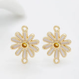 Flower Charms Pendant 14k Plated Brass with Zircon for Jewelry Making