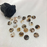 Natural Tiger Cowrie Shell Beads Flat Round Stone Charms