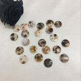 Natural Tiger Cowrie Shell Beads Flat Round Stone Charms