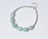 925 Sterling Silver Emerald Jade Stone Bangle Bracelet