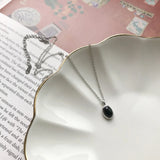 Minimalist 925 Sterling Silver Agate Oval Pendant Necklace Charm