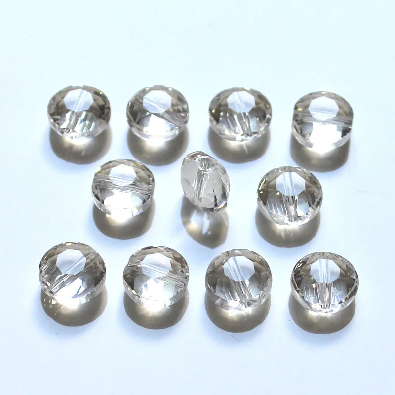 10MM Austria Flat Round Glass Faceted Bead For Bracelet Jewelry Making