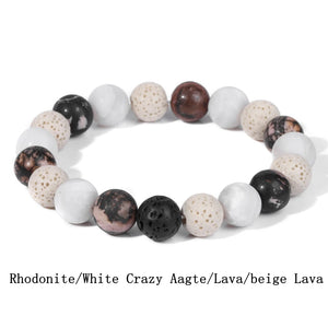 10MM Beads Bracelet Mix Agates Quartz Crystal Matte Stone