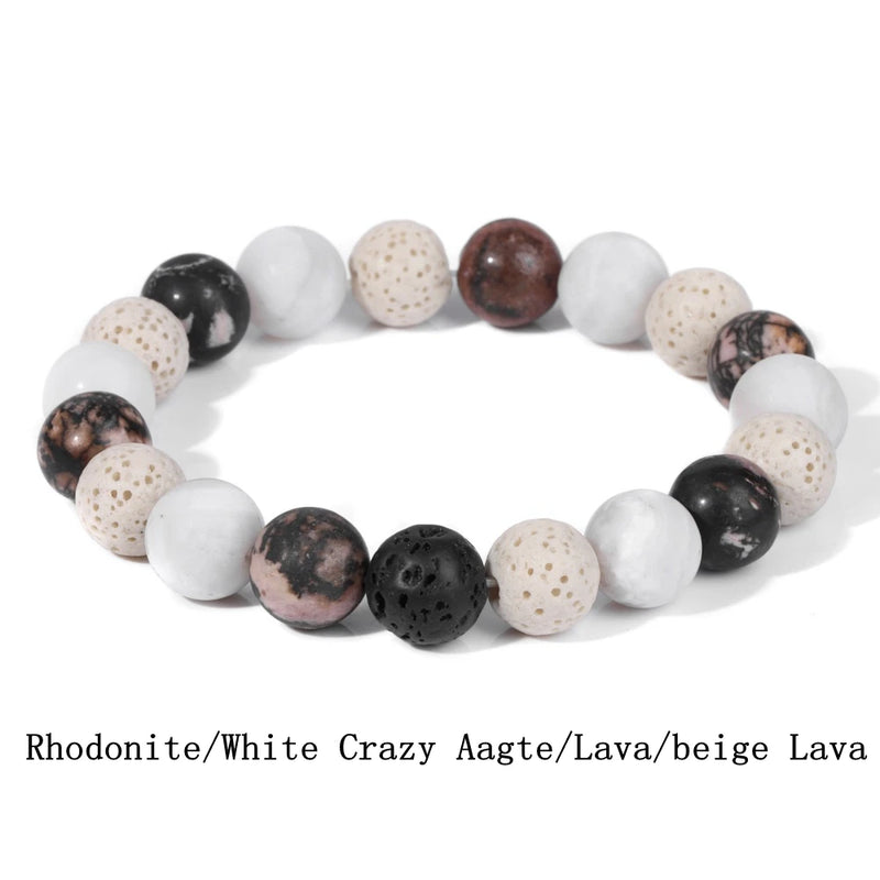 10MM Beads Bracelet Mix Agates Quartz Crystal Matte Stone