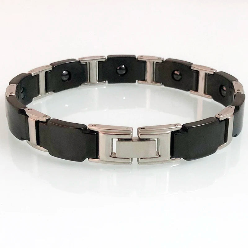 10MM Ceramic Stainless Steel Men's Chain Bracelets Hematite Magnetic Male
