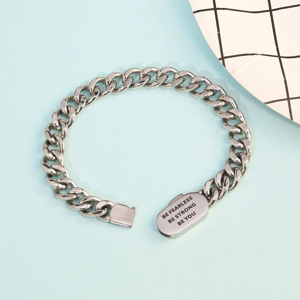 10MM Stainless Steel Personalized Family Love Tag Bracelet for Men