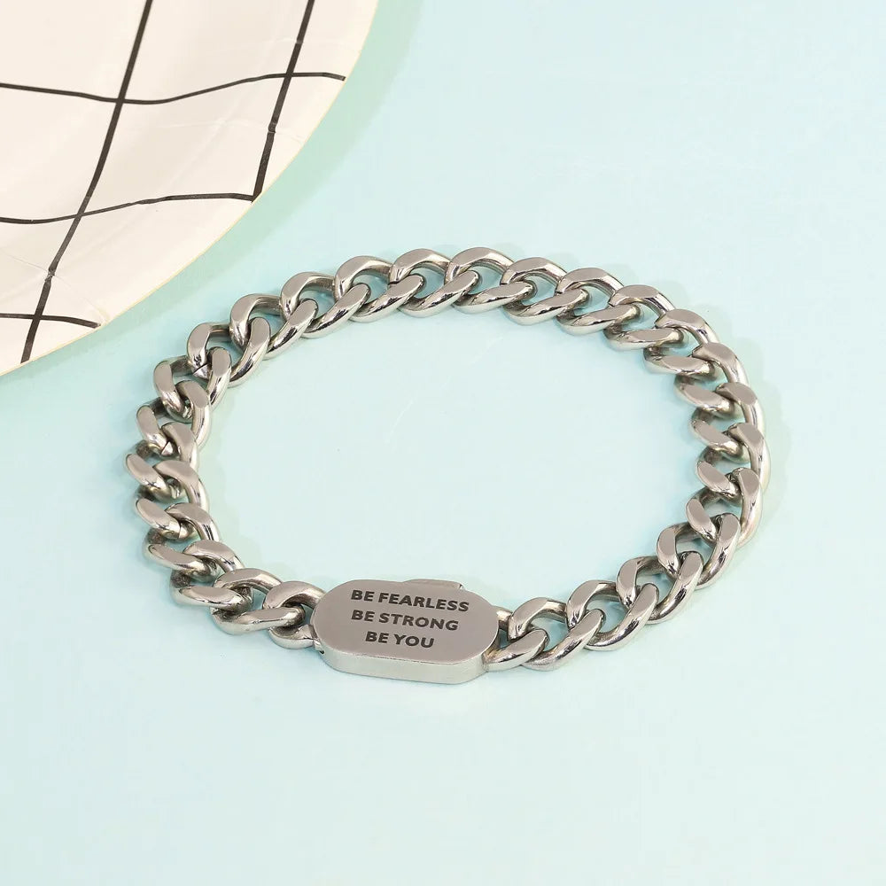 10MM Stainless Steel Personalized Family Love Tag Bracelet for Men