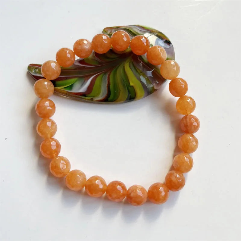 10MM Orange Ruby Bracelet Vintage Stone Jewelry